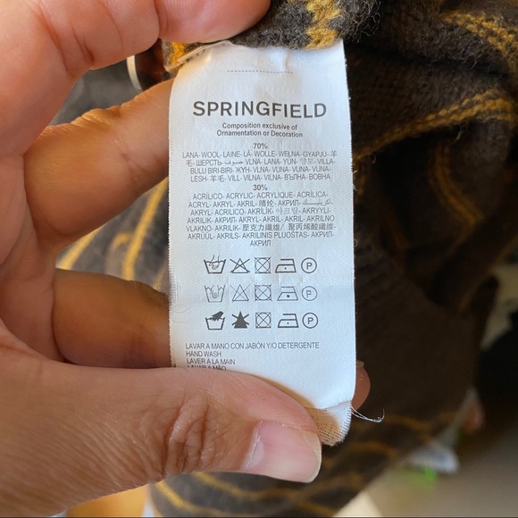 SpringField Brown Original Lambswool Cowlneck Striped Sweater - Picture 8 of 8